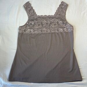 Cinema Etoile Lace Cami Tank Top Sz Large Mocha Fairy Coquette Whimsical NWOT